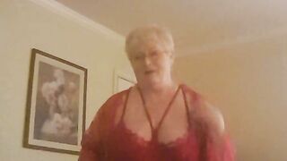 Horny Sexy Granny Gilf Showing Off Her Big Boobs And Fat Pussy While Dancing