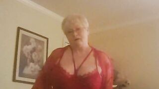 Horny Sexy Granny Gilf Showing Off Her Big Boobs And Fat Pussy While Dancing