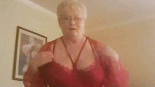 Horny Sexy Granny Gilf Showing Off Her Big Boobs And Fat Pussy While Dancing