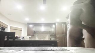 Sex at kitchen table at friends mansion