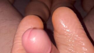 Latinas green metalic toes in a teasing toejob
