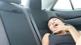petite cambodian fingering and licking in the car