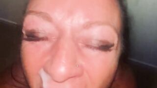 swallows one load then takes second to face