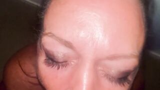 swallows one load then takes second to face