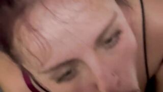 Hotwife slut has face glazed by hubby after hot fuck