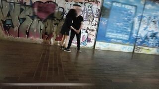 Very risky public blowjob and handjob