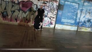 Very risky public blowjob and handjob