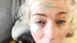 FaceFuck, BJ and a nice big Facial Cumshoot - tattoo girl
