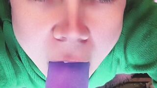 Blowing and riding my new big Dildo!