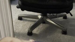 8 Inch Dildo Fucking Legs Flexy Ball Gag Fishnets Office Chair SQUIRTING ALL OVER MIRROR WALL Orgasm