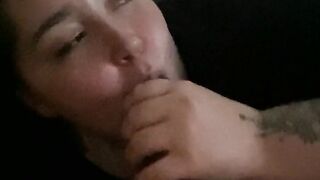 Bbw eats my dick like a pro while watchin tv