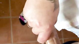 Handjob in the Bathroom Nice Feet