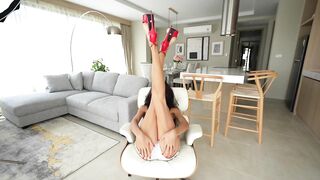 long legs in short shorts and high heels