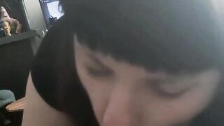 Naughty girl Malice suck Grimm Cock with black lipstick