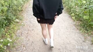 Tiny Asian Slut Rides Dick & Swallow Cum in Public - Alexivic POV