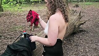 Changing my slutty dresses in a public park and showing off my COMPLETELY NAKED body!