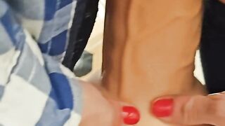 Huge dildo in action