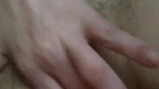 Busty hairy milf caught masturbating by mother in law in the living room