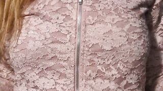 Tummy play in pink zipup shirt