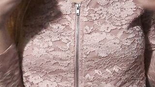 Tummy play in pink zipup shirt