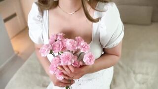 Elegant MILF Cubby Wife Turned on by Flowers From Stranger