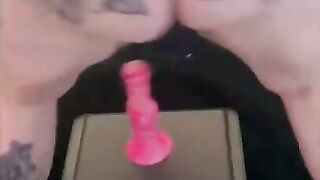 Katie rides 12inch dildo