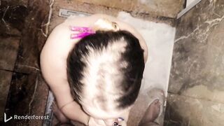 Romantic blowjob in shower with cum