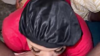 Sucking him off before we fuck and go to bed