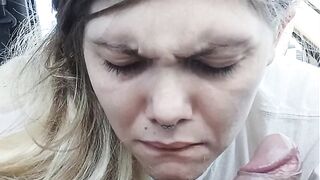 Deep throat by teen in public park.