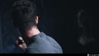 2 Guys 1 Girl Vampire Threesome - HUGE Tits Octokuro Model Double Penetration & Anal Creampie