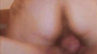 Sitting and bouncing on the hot neighbor in front of the cuckold.