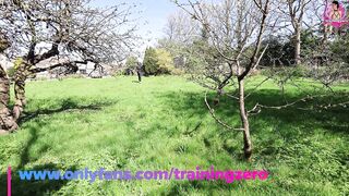 Training Zero Anal Public Pegging in my Garden Outdoors with my Huge Strapon